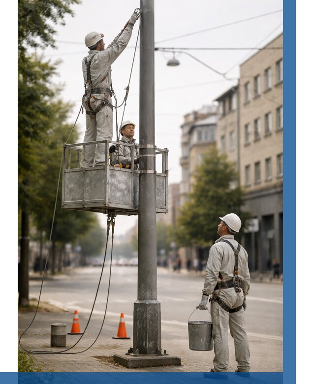 Покраска опор освещения в Нижневартовске от 5180 р. | ВЫСОТНИК-Нжт