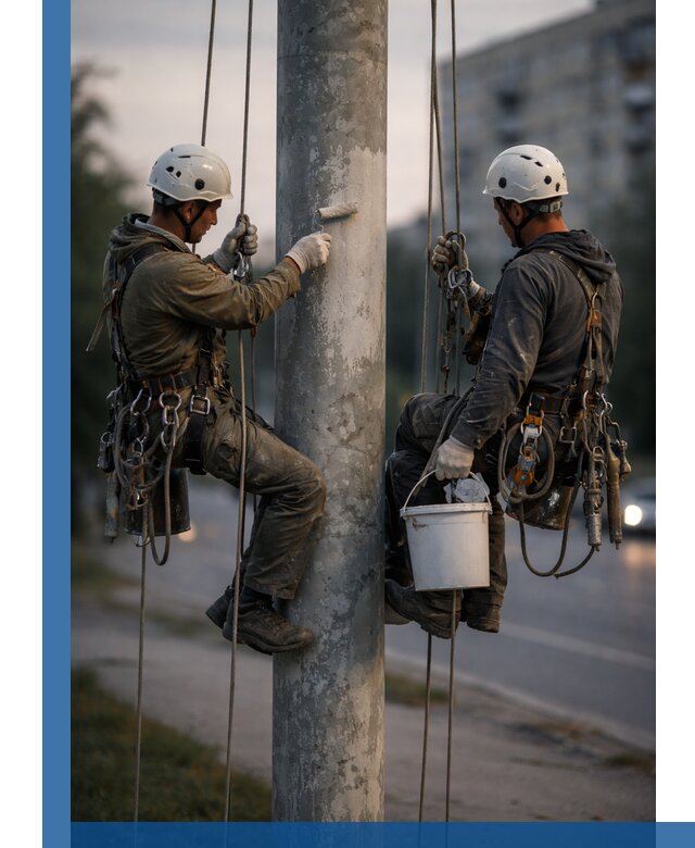 Покраска опор освещения и антикоррозийная защита в Нижневартовске
