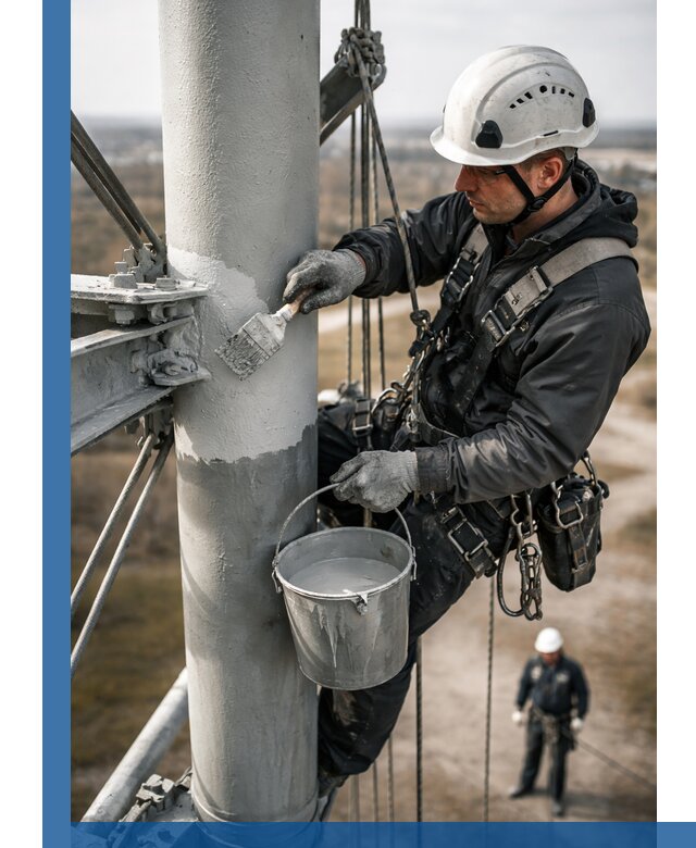 Покраска мачт связи в Нижневартовске промышленными альпинистами