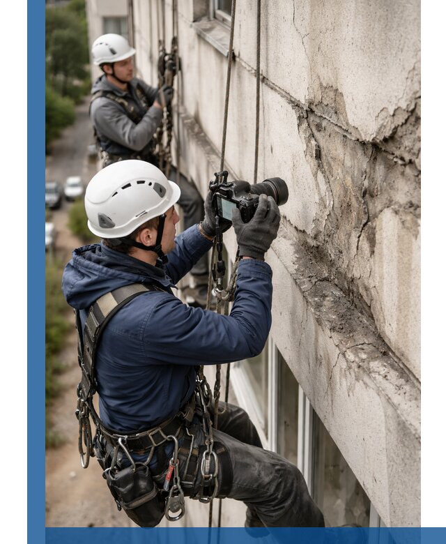 Фотофиксация дефектов фасада с высотной съемкой в Нижневартовске