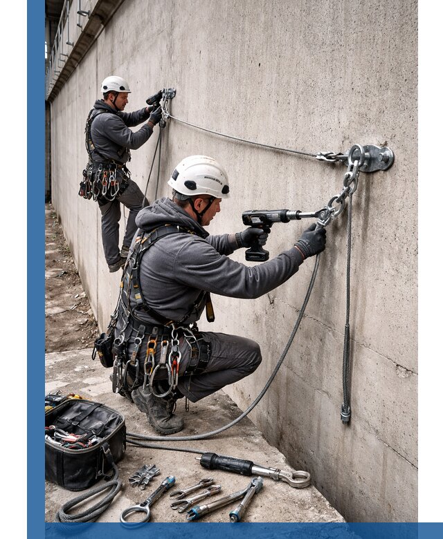 Монтаж анкерных линий высотной безопасности в Нижневартовске