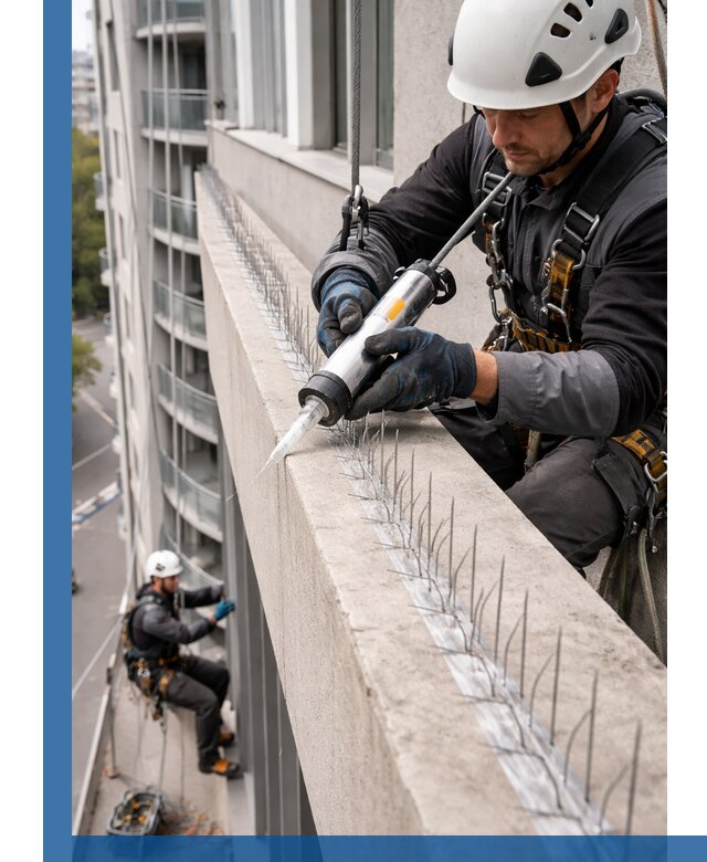 Установка шипов от птиц на фасадах и кровлях в Нижневартовске